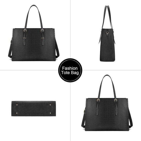 Bolsa feminina para laptop de 15,6 polegadas bolsa de couro elegante para computador para trabalho à prova d'água bolsa de ombro profissional bolsa de ombro feminina bolsa de escritório grande - Image 2
