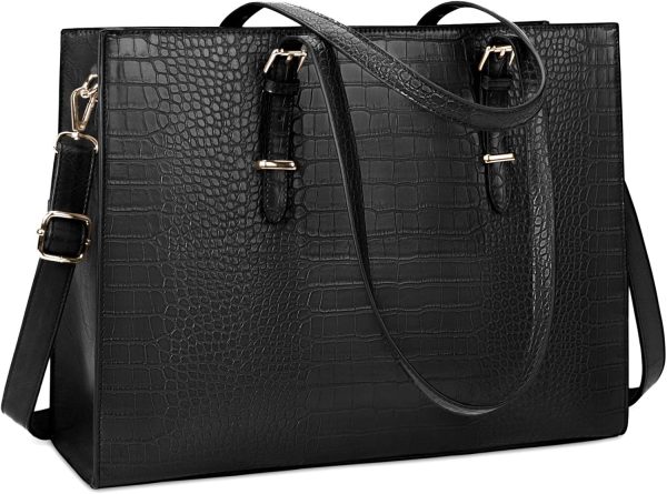 Bolsa feminina para laptop de 15,6 polegadas bolsa de couro elegante para computador para trabalho à prova d'água bolsa de ombro profissional bolsa de ombro feminina bolsa de escritório grande