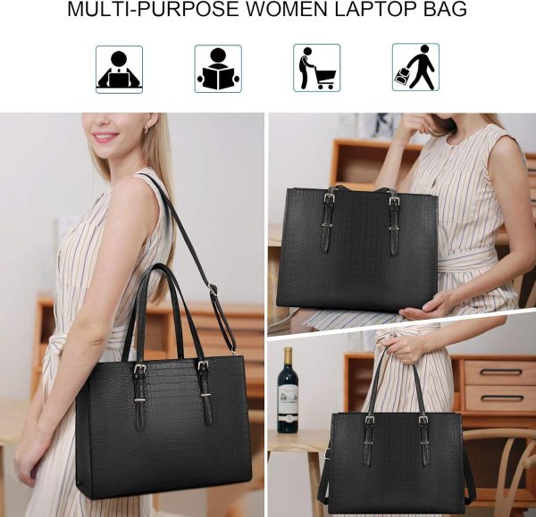 Bolsa feminina para laptop de 15,6 polegadas bolsa de couro elegante para computador para trabalho à prova d'água bolsa de ombro profissional bolsa de ombro feminina bolsa de escritório grande - Image 11